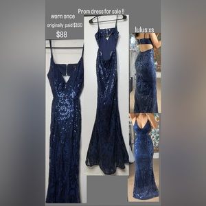 DARK BLUE PROM DRESS XS
